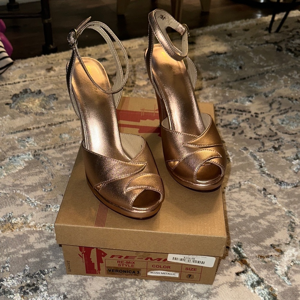 Blush Metallic Platform Heels